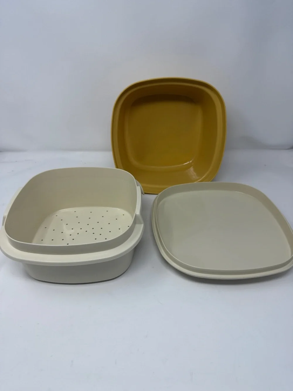Vintage Tupperware Multipurpose Square Microwave Steamer/Bowl/Strainer